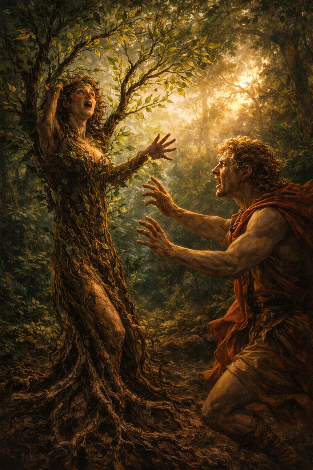 Apollo and Daphne – The Origin of the Laurel Wreath | Greek Mythology Guide - Greek Mythology Illustration