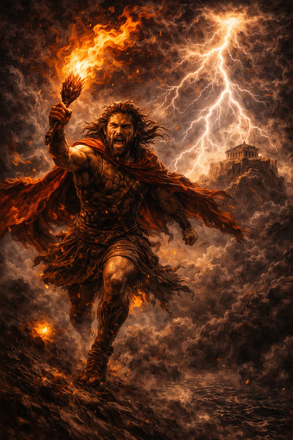 Prometheus and the Theft of Fire | Greek Mythology Guide - Greek Mythology Illustration