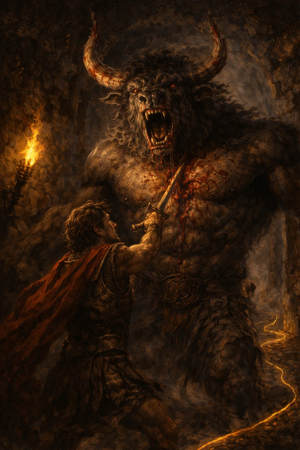 Theseus and the Minotaur – Escape from the Labyrinth | Greek Mythology Guide - Greek Mythology Illustration